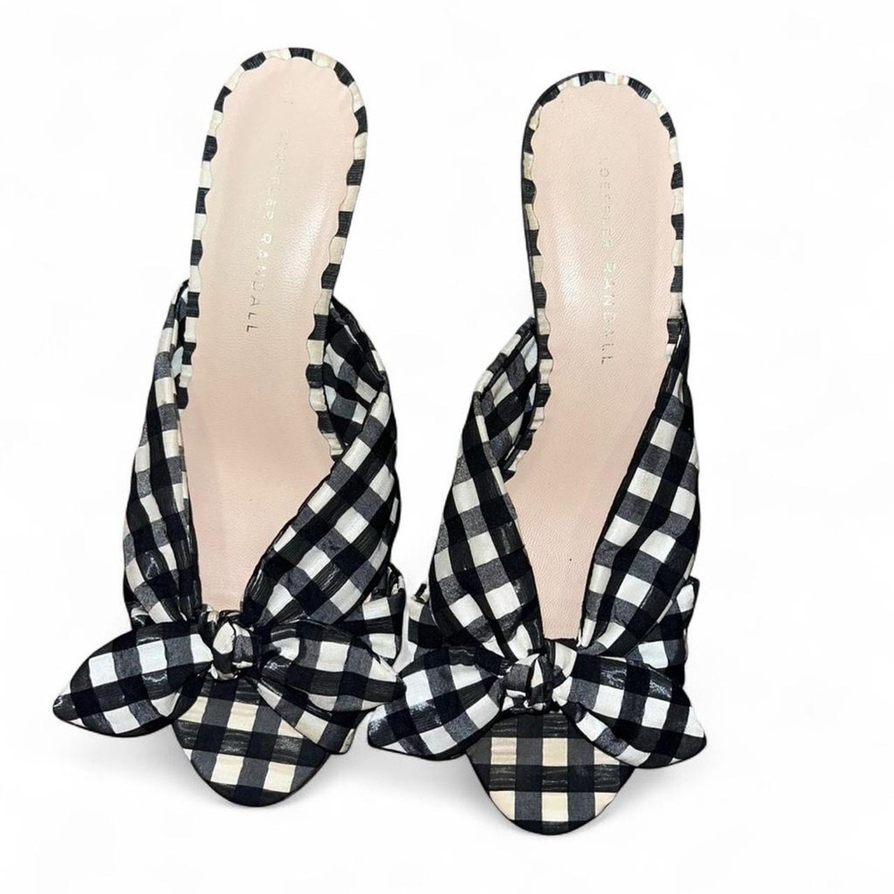 Black & White Gingham Knot Slide Sandals - Unknown Brand